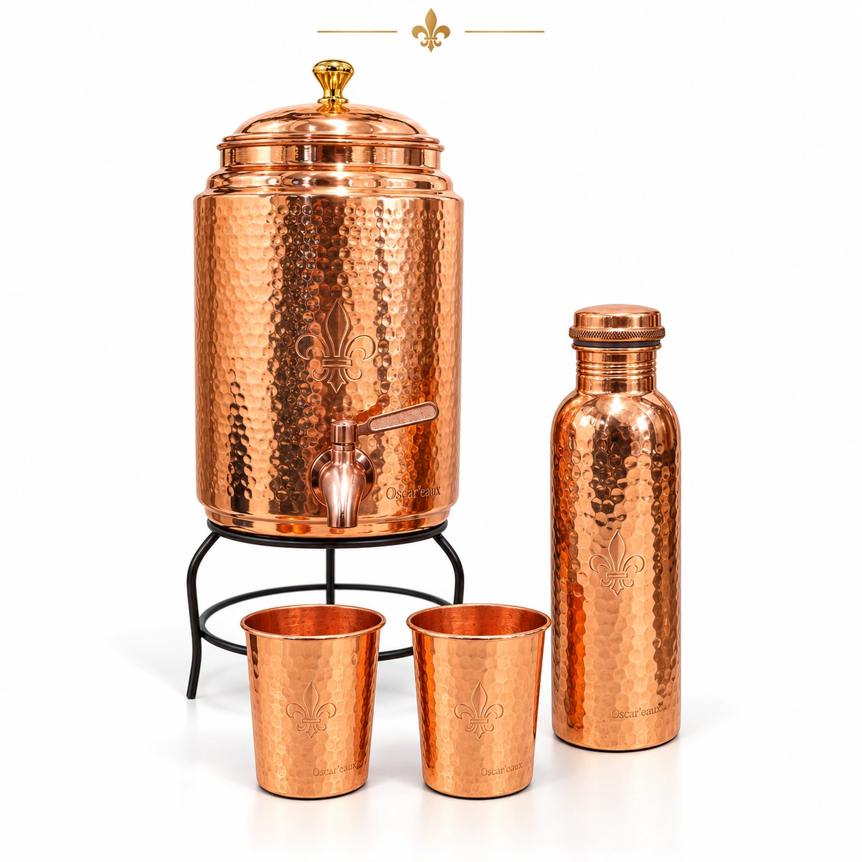 Pack Cuivre Héritage — Fontaine 5 L, gourde et 2 gobelets