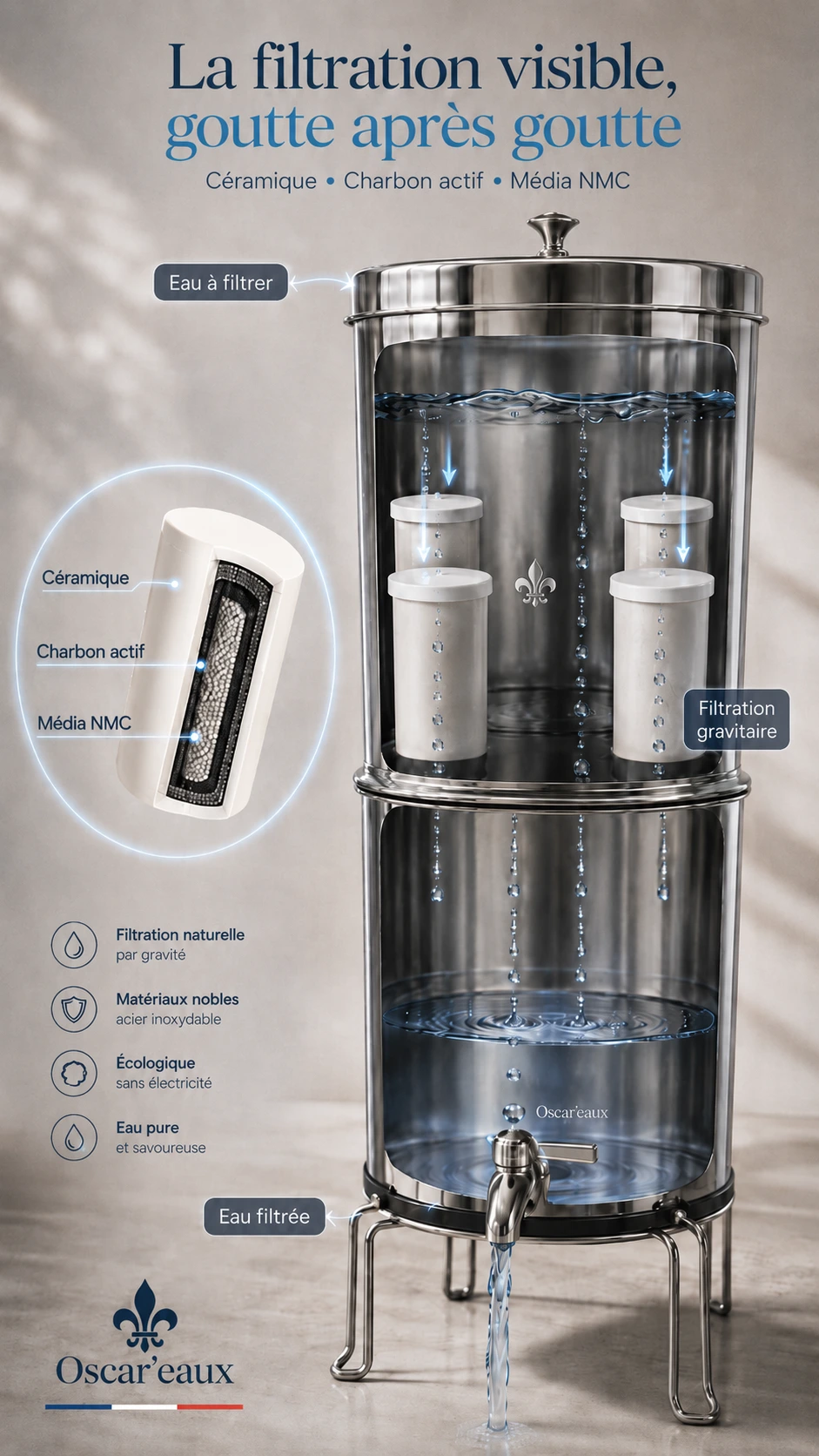 Fontaine Gravité Inox · vue 3