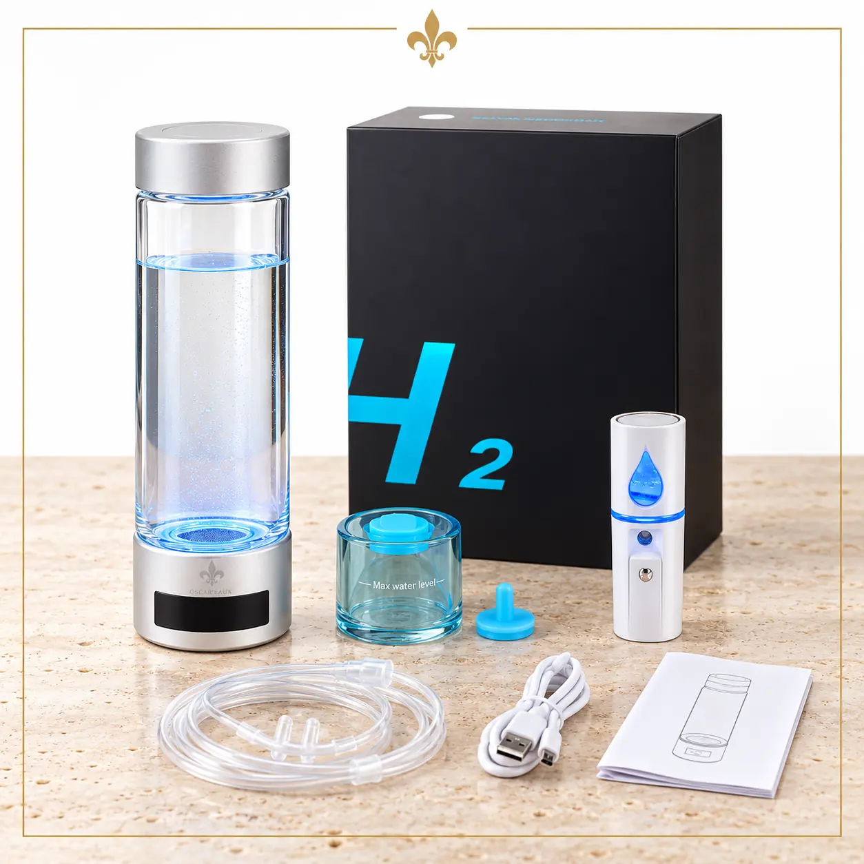 Gourde hydrogène Oscar’eaux 400 ml — Coffret avec membrane DuPont N117 · vue 2